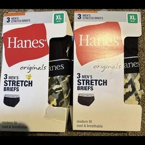 2 Hanes Originals Men's Stretch Briefs 3 Pack Size XL 40-42in  (6 Briefs total)